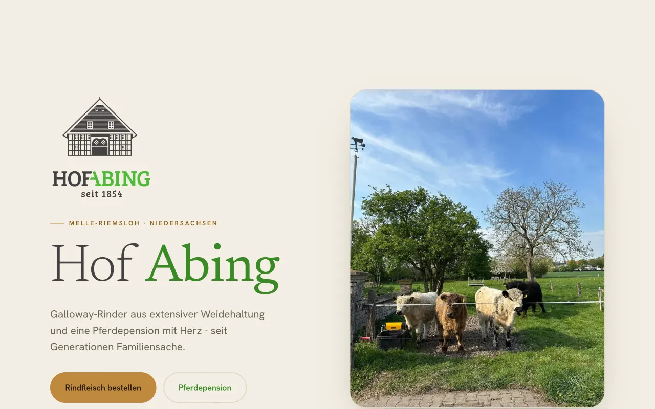 Startseite von Hof Abing - raus aus der Wartungsfalle
